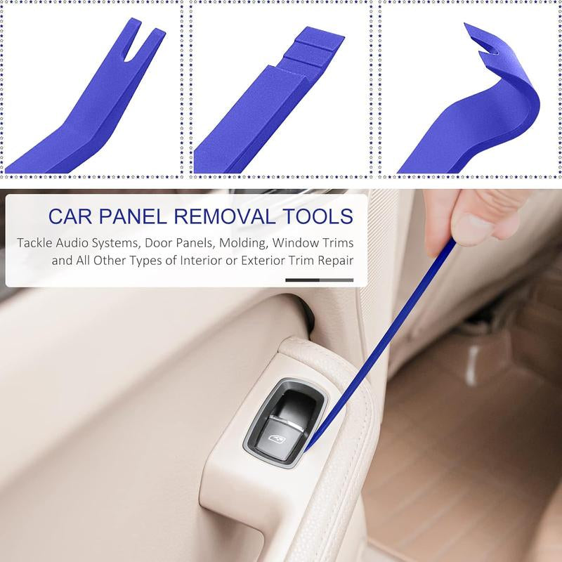 5 Pcs Car Trim Removal Tool Kit Upholstery Tools, Auto Clip Removal Pry Tool for Door Dash Dashboard Panel Fastener Remover, Body Repair Tools, Blue