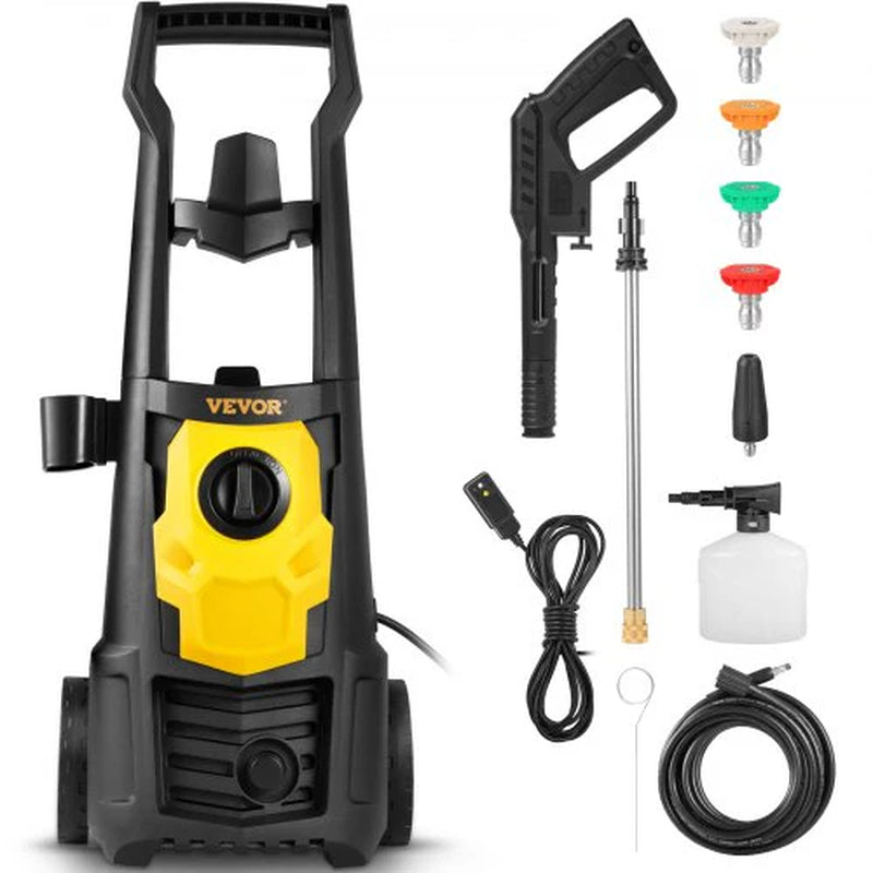 VEVOR Electric Power Washer, 2000 PSI, Max 1.65 GPM Pressure Washer W/ 30 Ft Hose & Reel, 5 Quick Connect Nozzles, Foam Cannon, Portable to Clean Patios, Cars, Fences, Driveways, ETL Listed