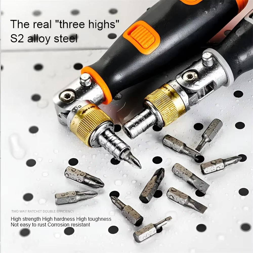 10 in 1 Multi-Angle Bidirectional Ratchet Screwdriver Adjustable Angle Hidden Bit Magazine Portable Multifunctional Repair Tools